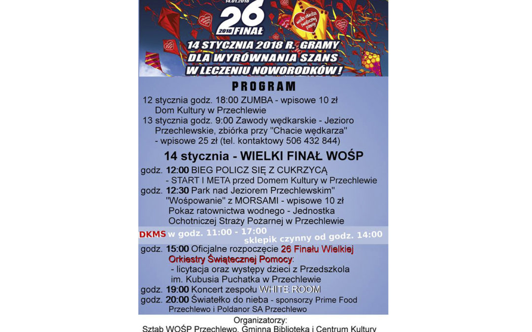 WOSP W PRZECHLEWIE – ZAPOWIEDŹ WYDARZEŃ